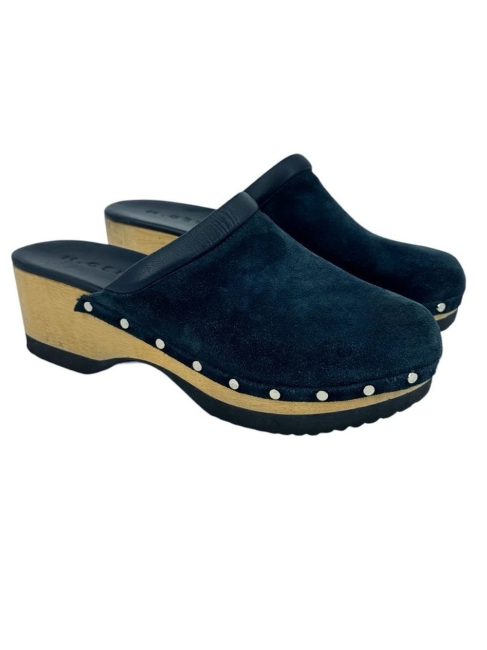 M. Gemi The Greta Suede Clogs Teal Size 8 - Picture 2 of 9